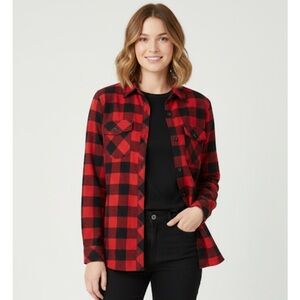 AVA COSTUME Plaid Button-Up Shirt, Women’s M, Red Black